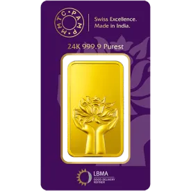 100 GM GOLD BAR LOTUS 24K (999.9)