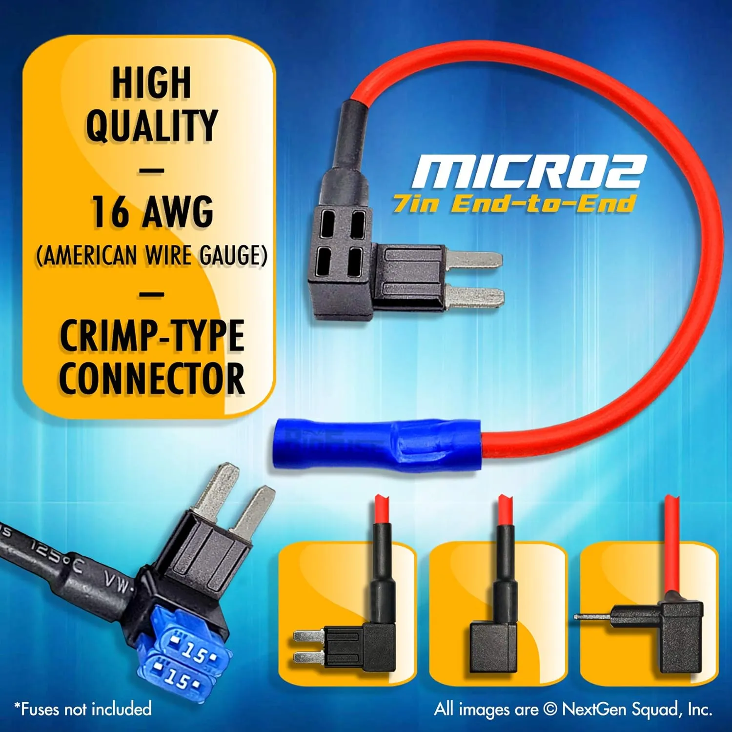 16 AWG Micro2 APT ATR 30 Piece Automotive Car Fuses and Holders Pack: (15) Add a Circuit Fuse Tap Adapters, (15) 5A Micro 2 Blade Fuses   Fuse Puller