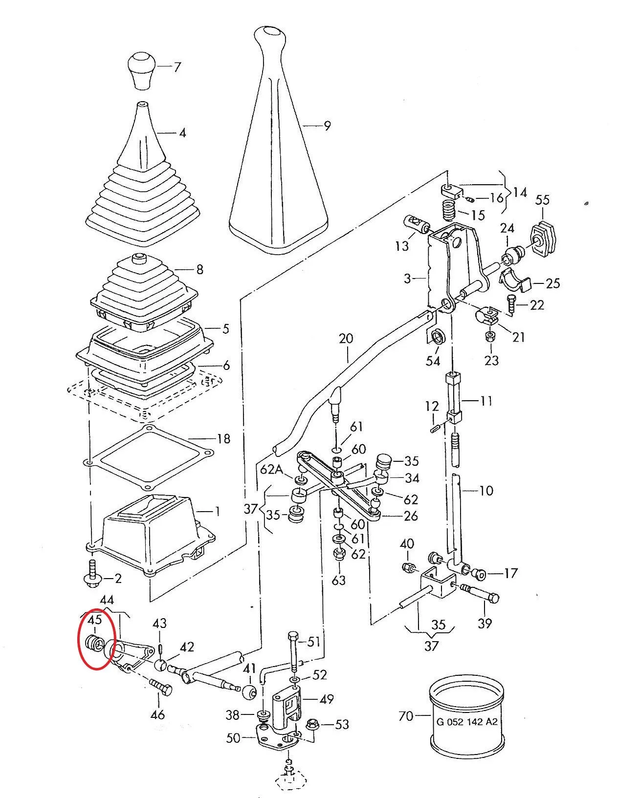 Assembly: Gear Shift Linkage Parts T4