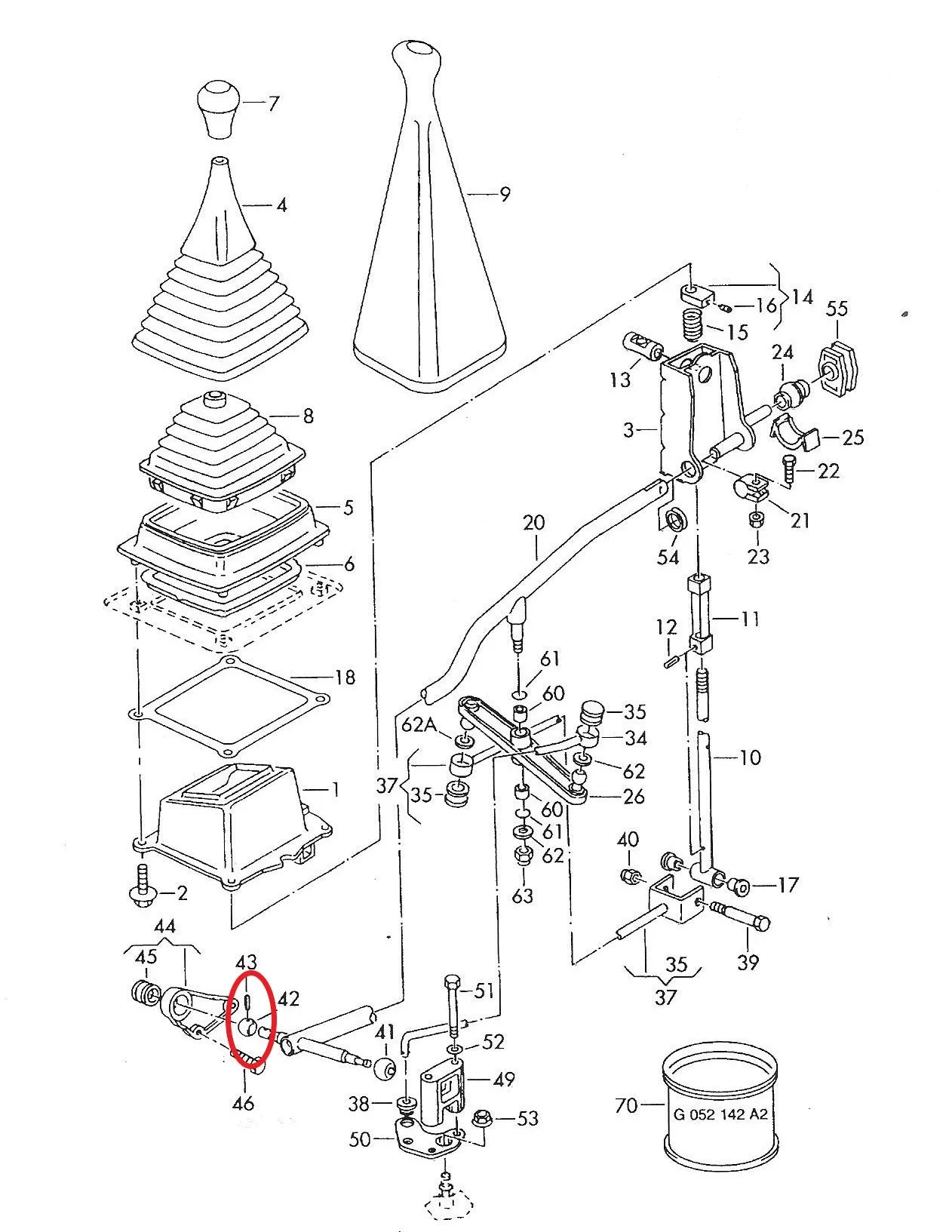 Assembly: Gear Shift Linkage Parts T4