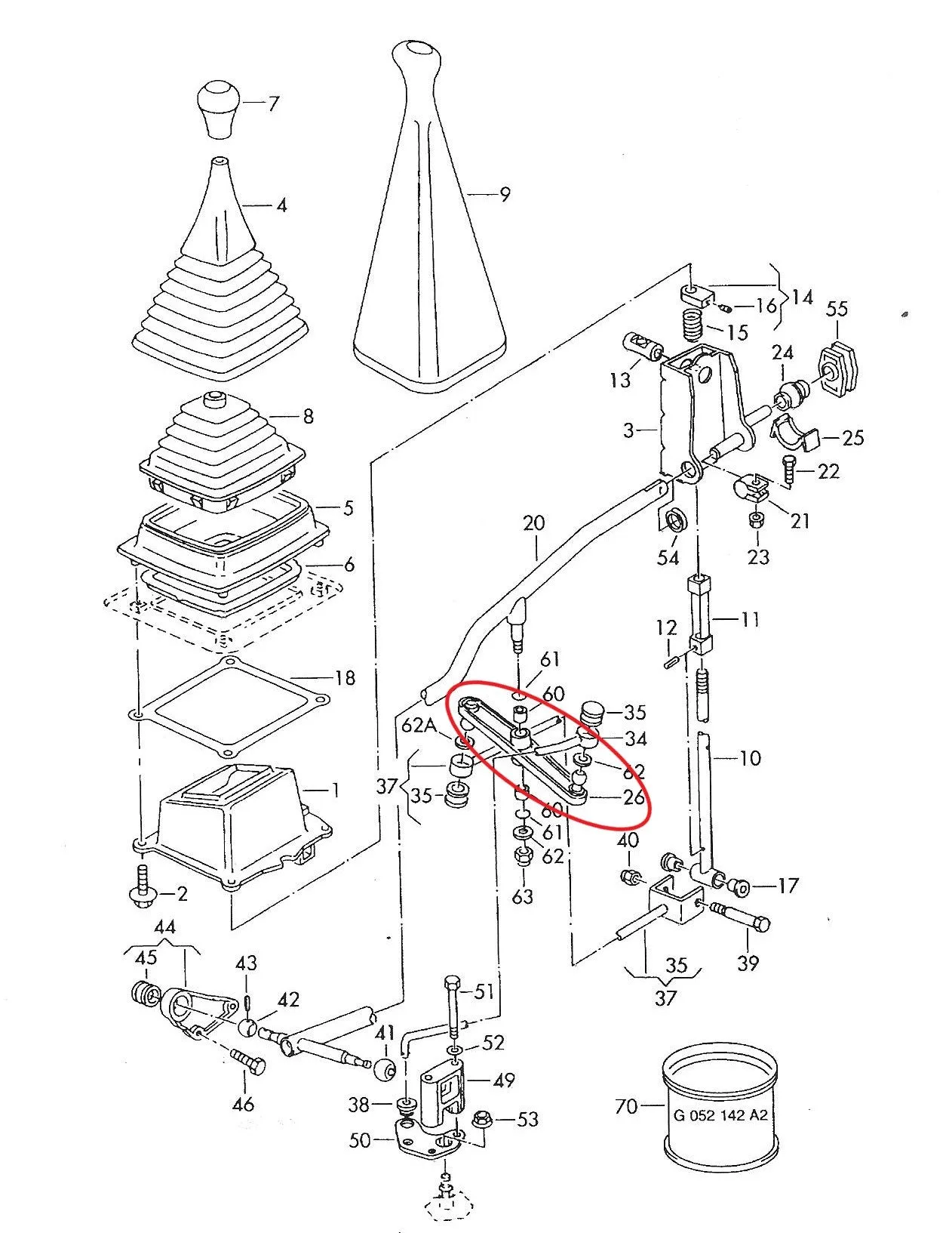 Assembly: Gear Shift Linkage Parts T4