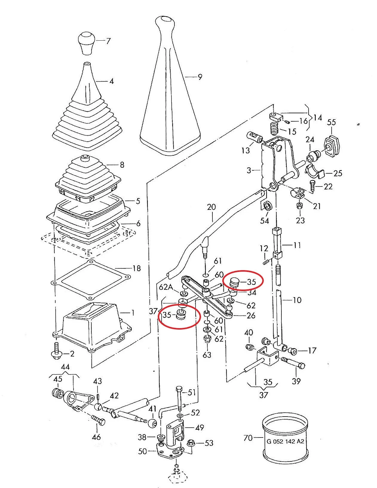 Assembly: Gear Shift Linkage Parts T4