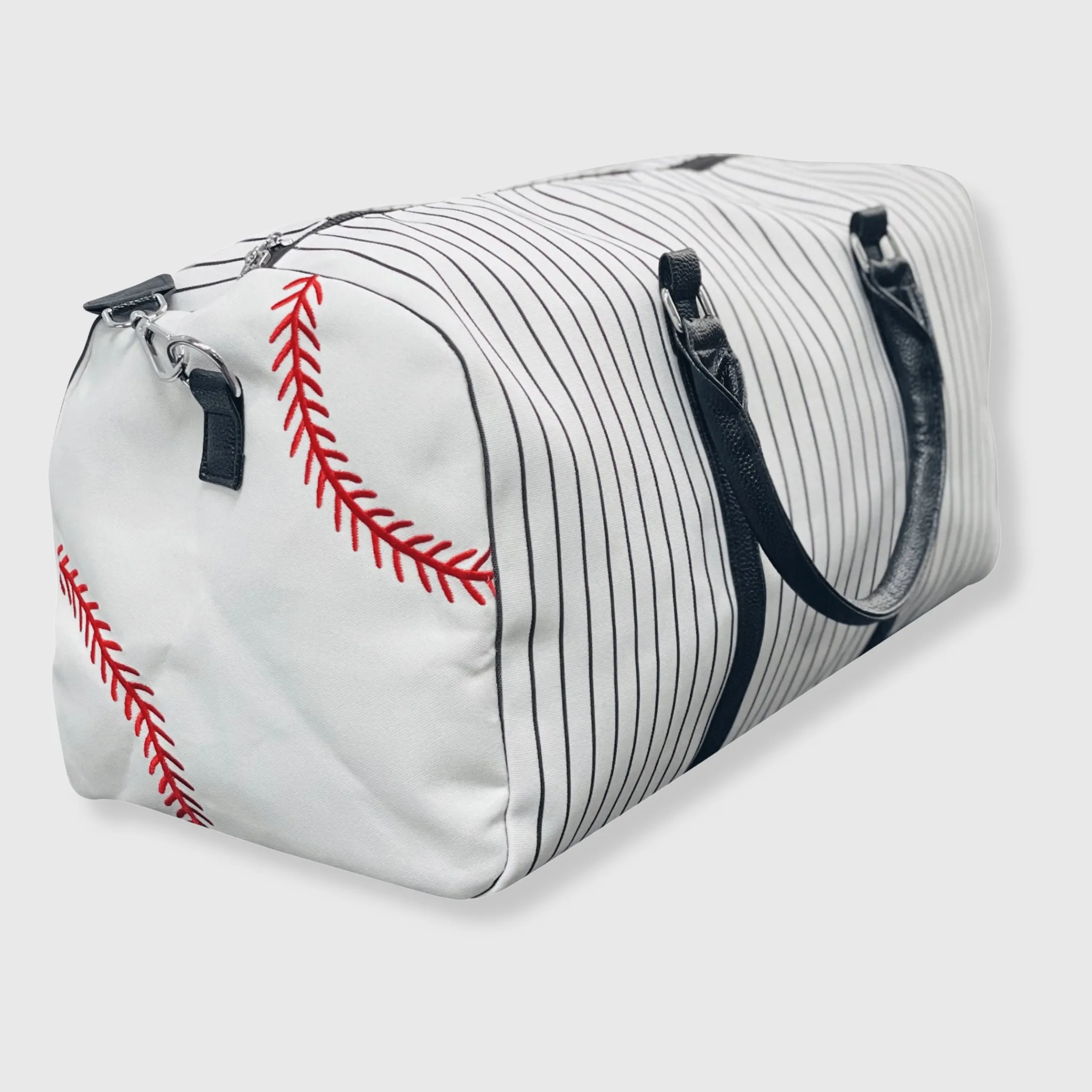 Baseball White Black Duffel Bag