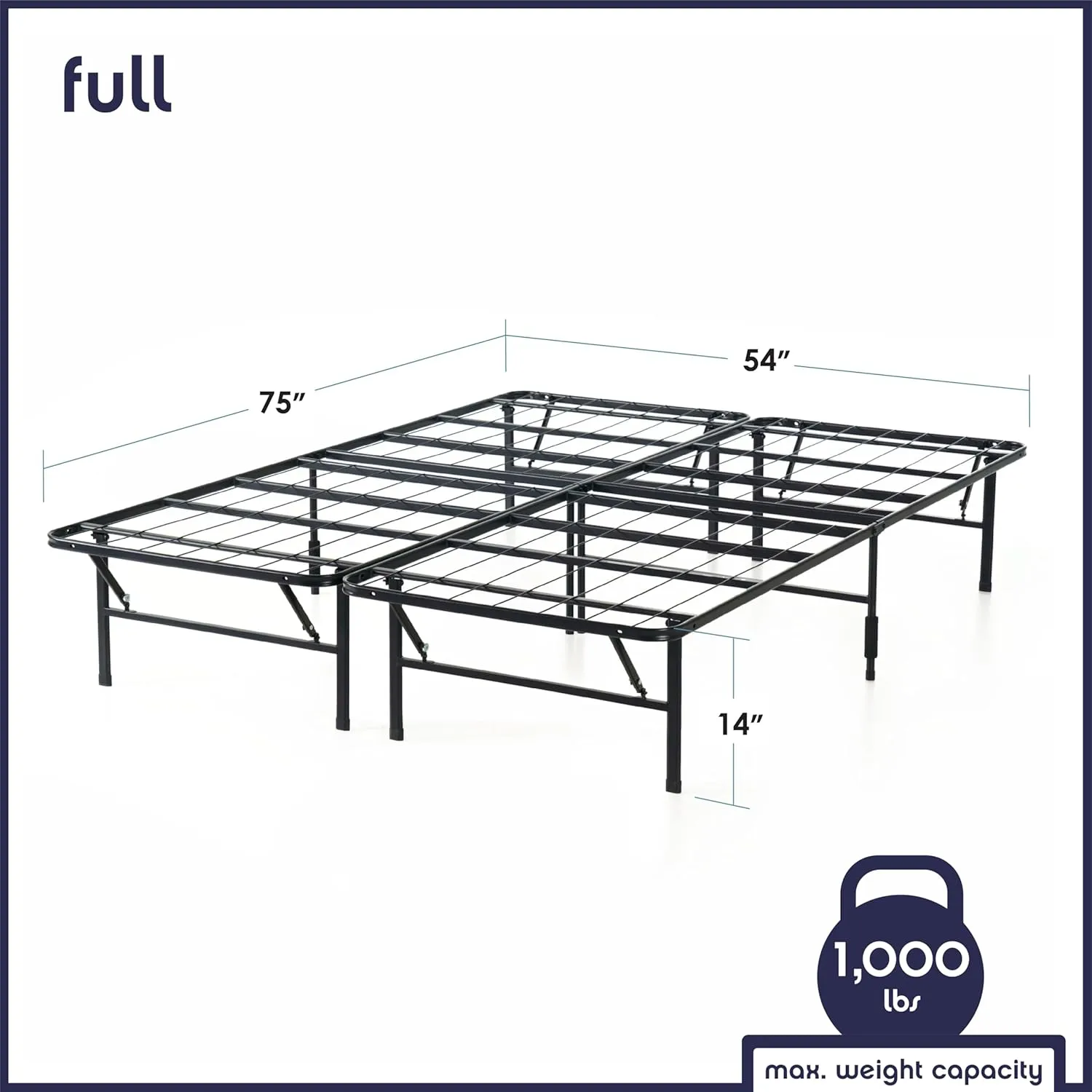 Best Price Mattress New Innovated Box Spring Metal Bed Frame, Full 14 inch