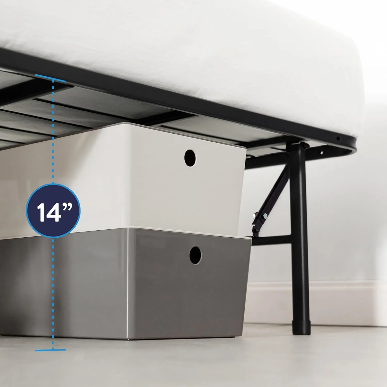 Best Price Mattress New Innovated Box Spring Metal Bed Frame, Full 14 inch