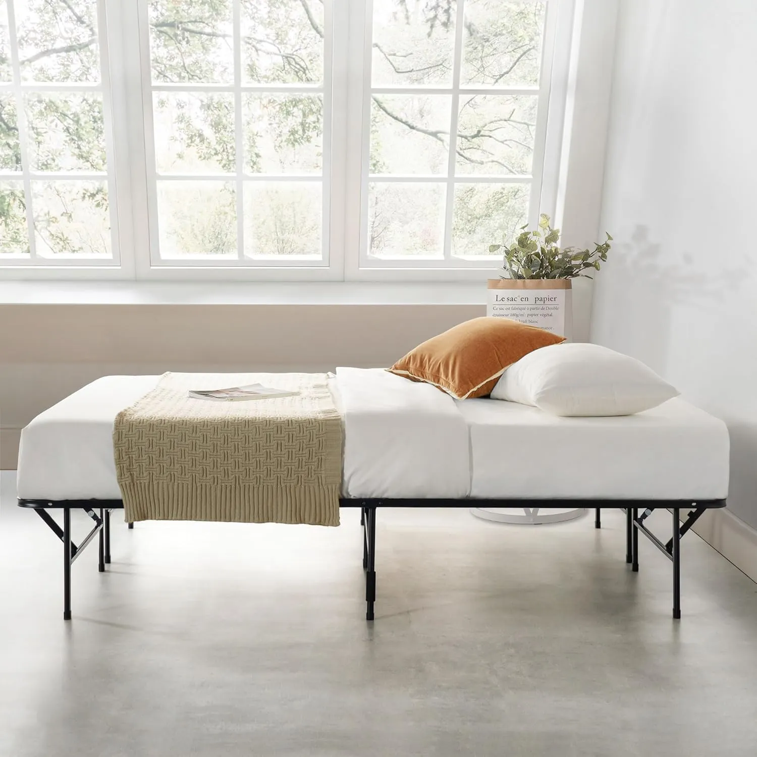 Best Price Mattress New Innovated Box Spring Metal Bed Frame, Full 14 inch