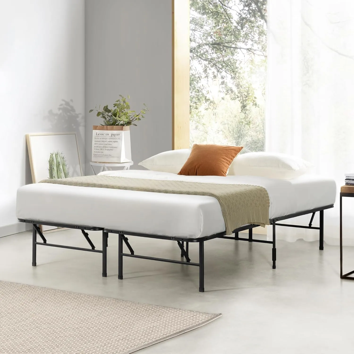 Best Price Mattress New Innovated Box Spring Metal Bed Frame, Full 14 inch