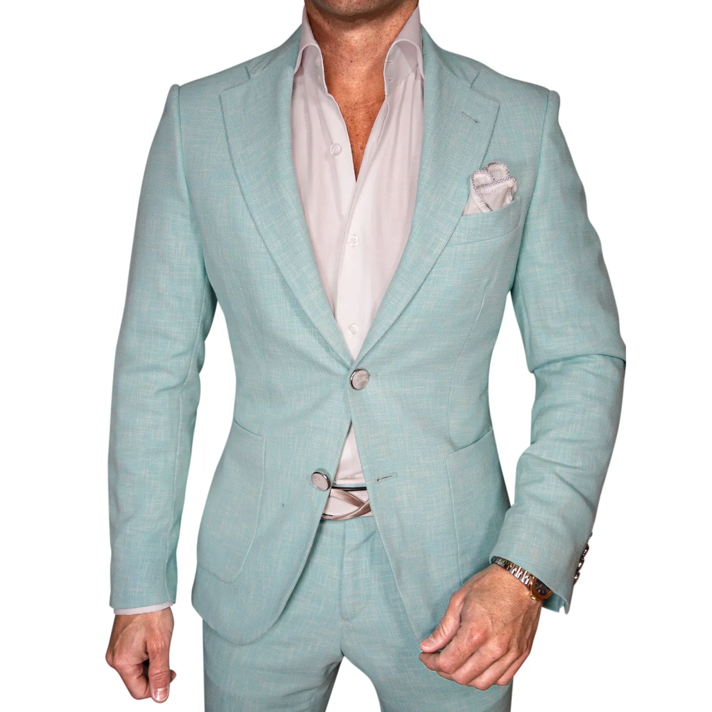 Blu Ciano Lino Tweed Sport Jacket @ The Vault
