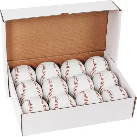 Bucket of Leather Baseballs - Standard Size, 12 Pack Unmarked & Soft 9 inch for Practice & League Play