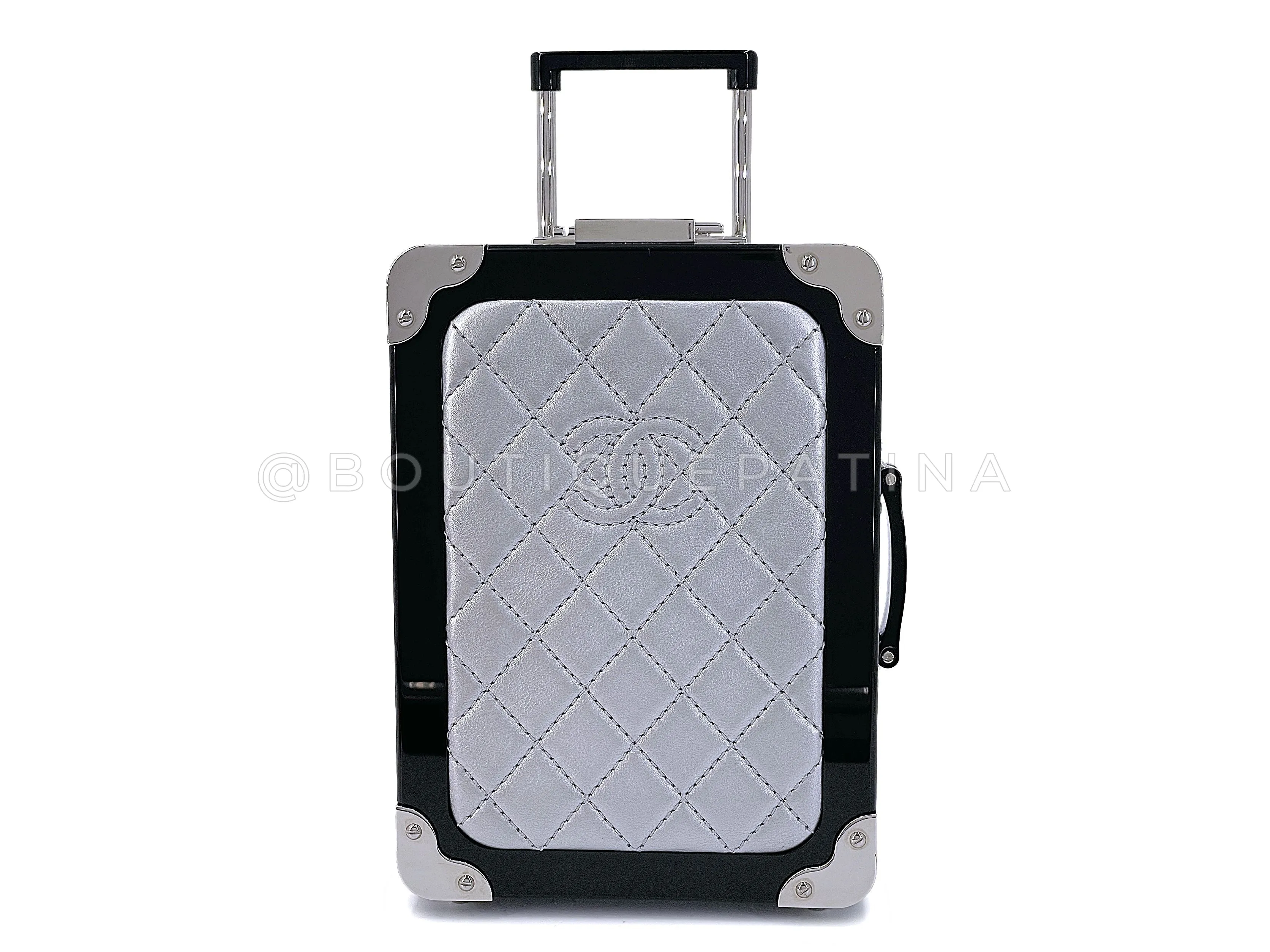 Chanel 2016 Airlines Evening In The Air Trolley Minaudière Clutch Bag Gray Silver LEG