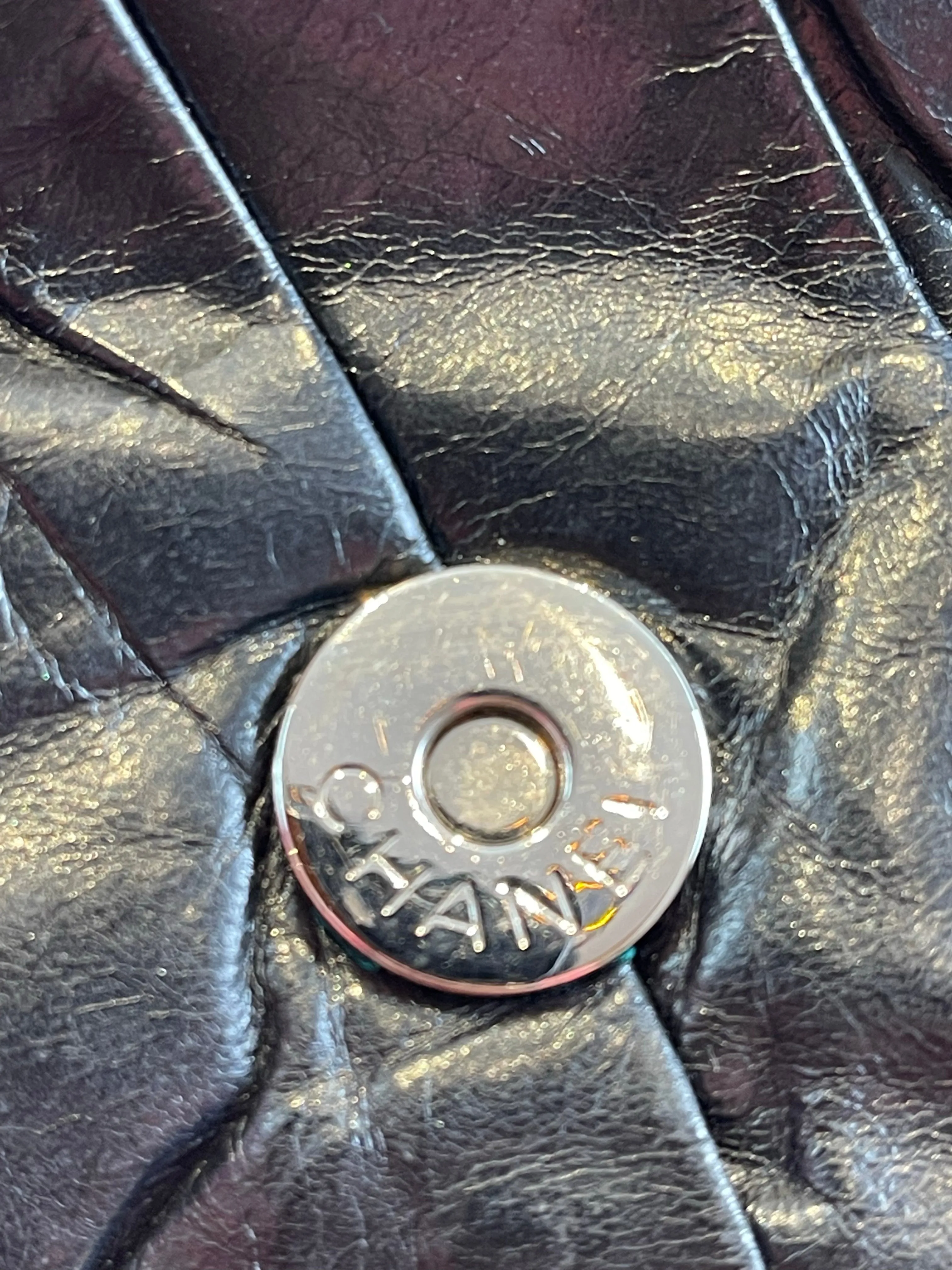 Chanel Black Glazed Calfskin Flap