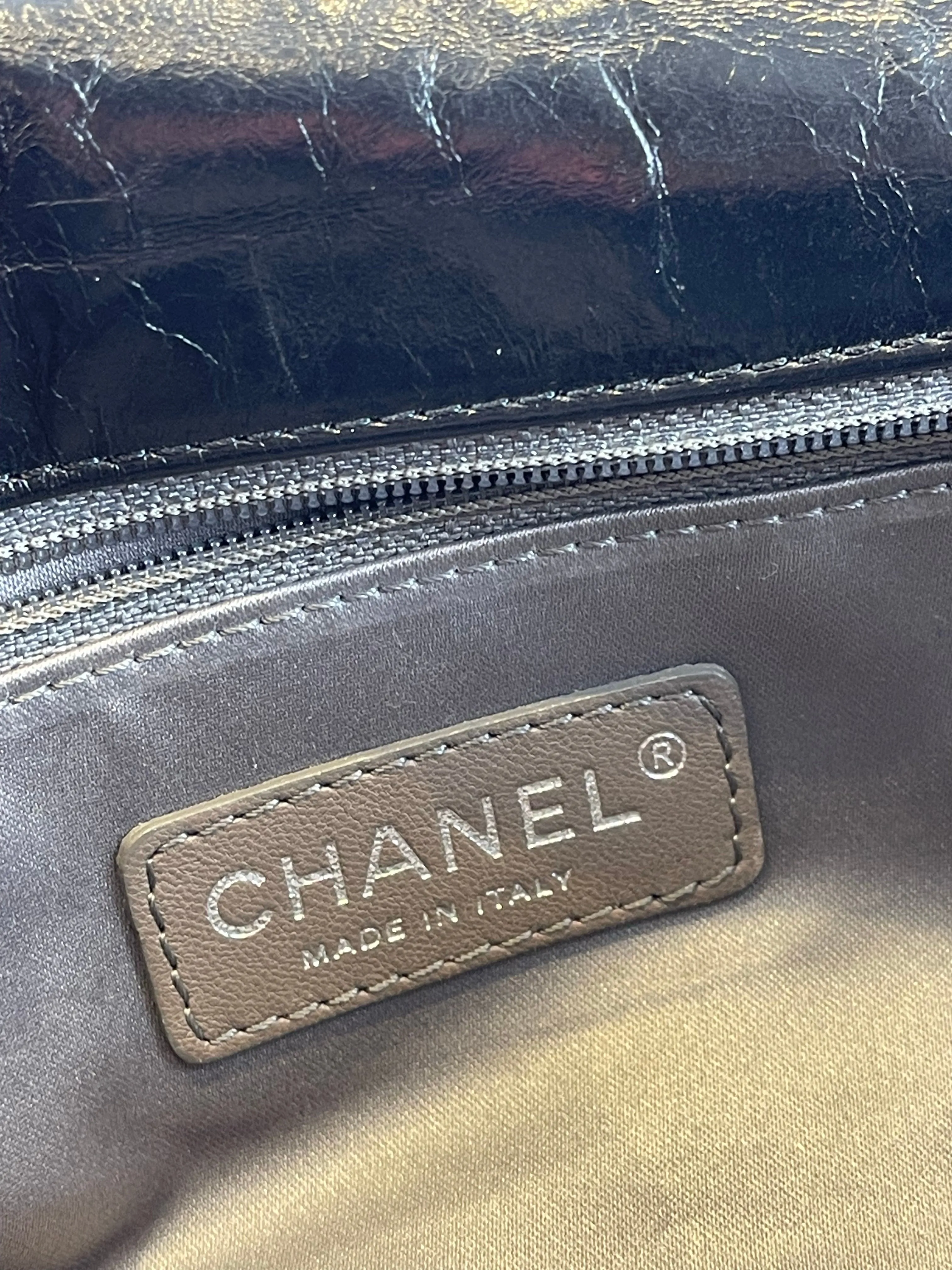 Chanel Black Glazed Calfskin Flap
