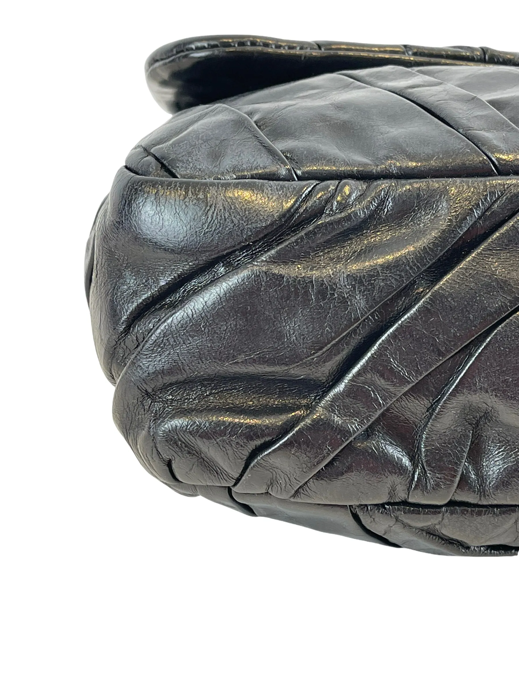 Chanel Black Glazed Calfskin Flap
