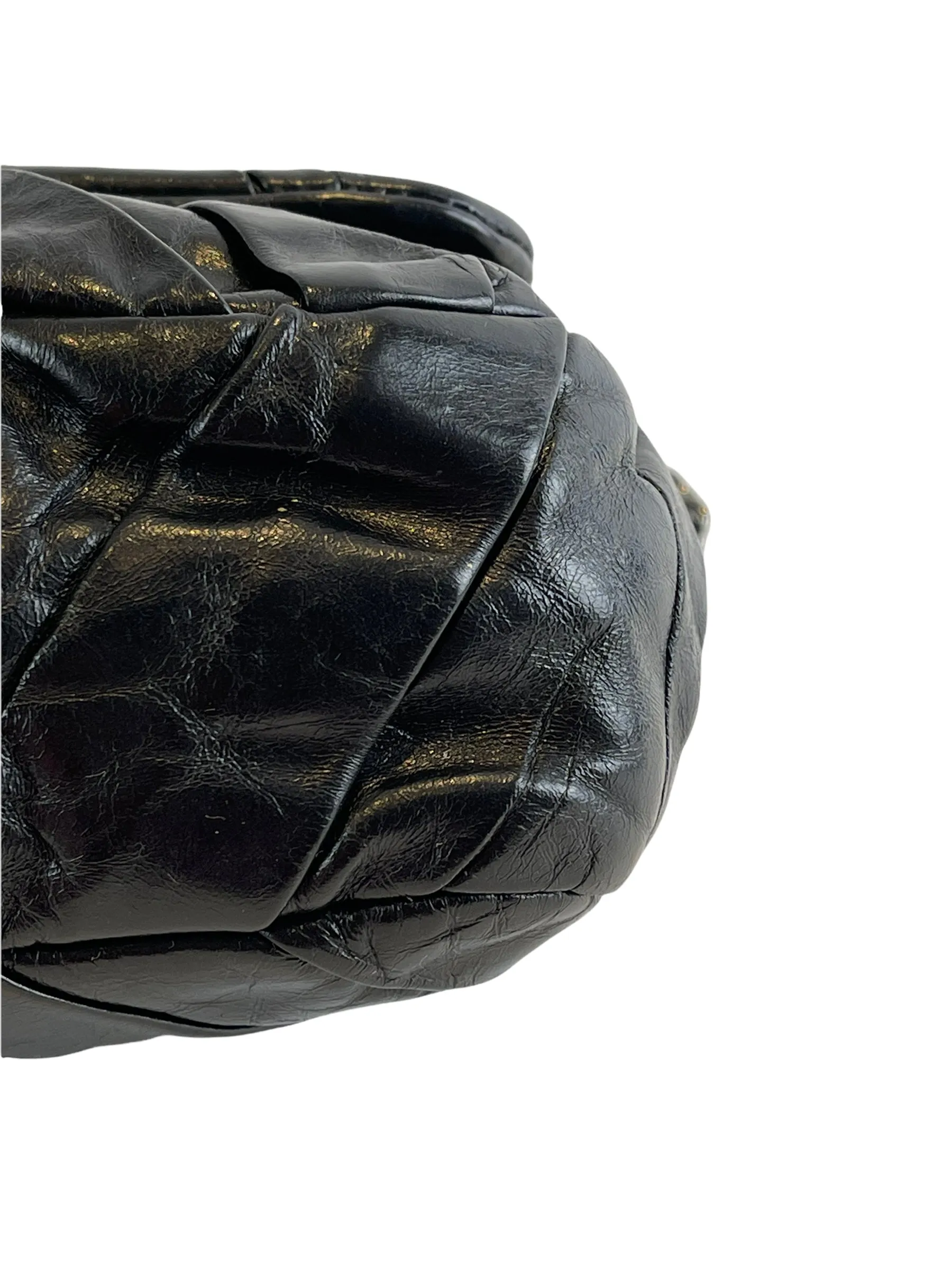 Chanel Black Glazed Calfskin Flap