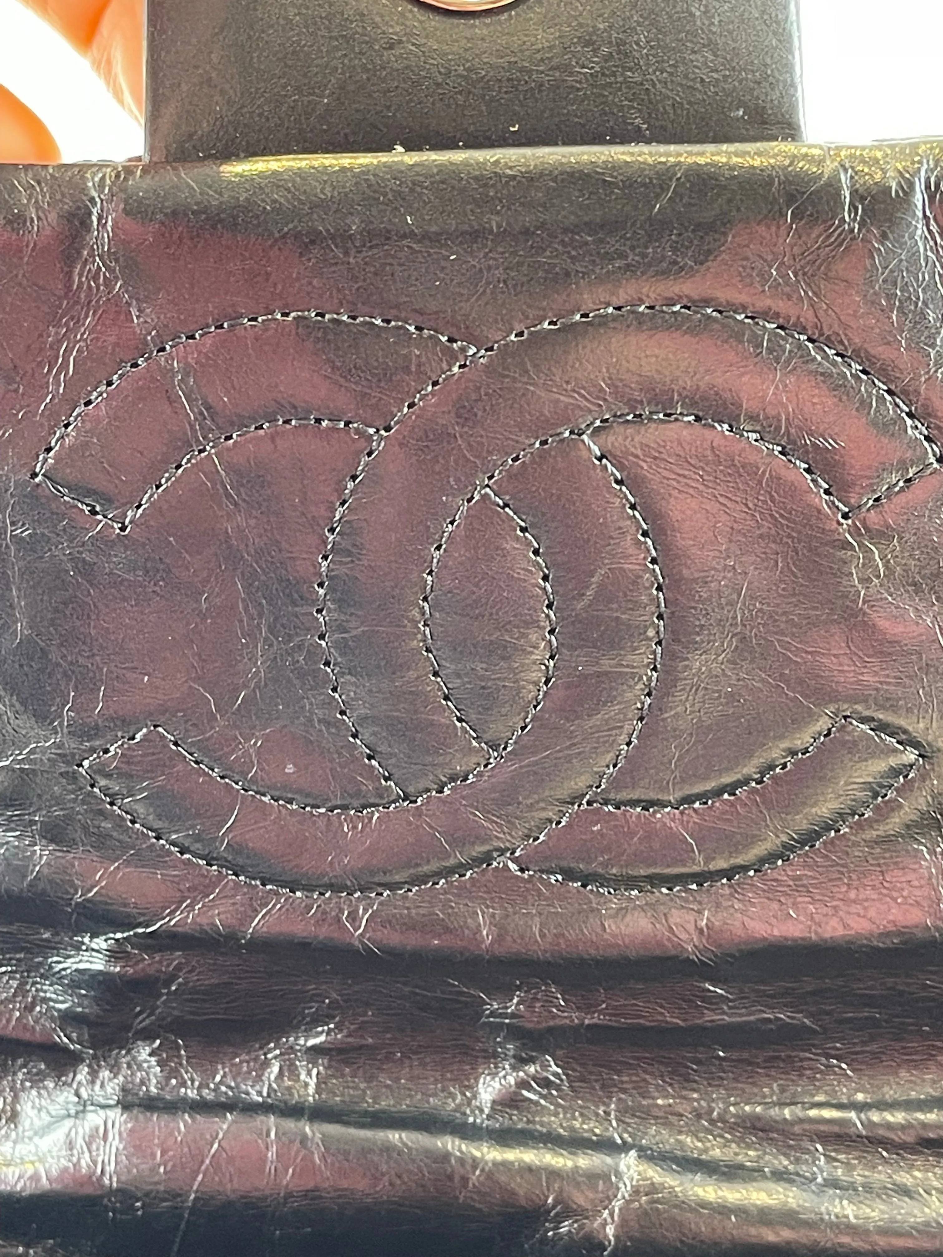 Chanel Black Glazed Calfskin Flap