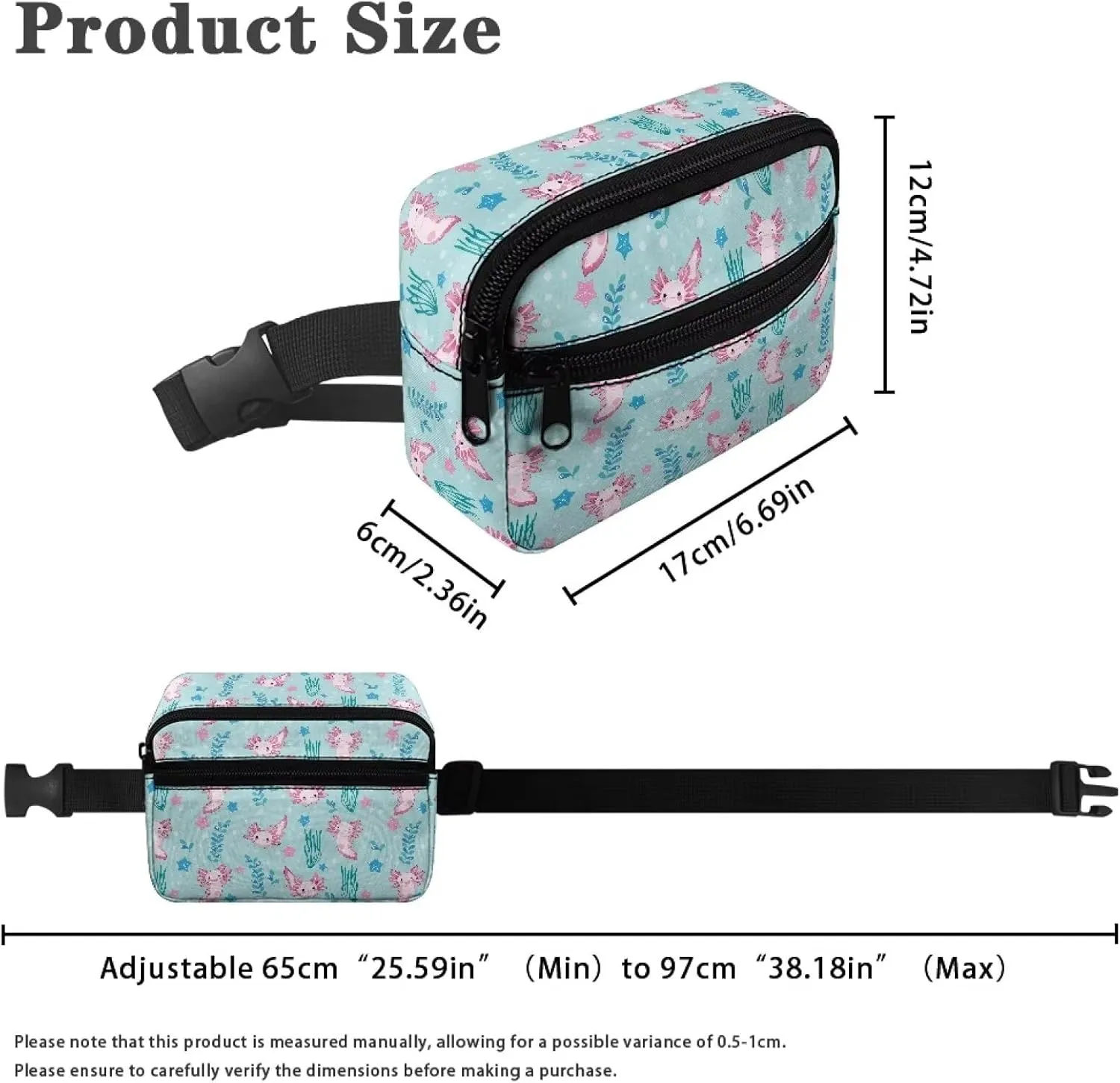 Cozeyat Axolotl Girls Fanny Pack Ages 8-12 Toddler Girls Small Crossbody Purse Waist Pouch Belt Bag for Teens Running Hiking Cycling School