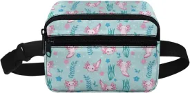Cozeyat Axolotl Girls Fanny Pack Ages 8-12 Toddler Girls Small Crossbody Purse Waist Pouch Belt Bag for Teens Running Hiking Cycling School