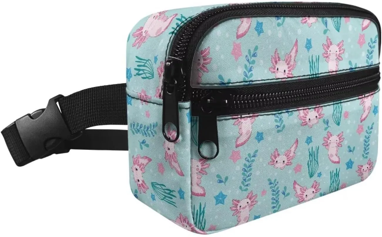 Cozeyat Axolotl Girls Fanny Pack Ages 8-12 Toddler Girls Small Crossbody Purse Waist Pouch Belt Bag for Teens Running Hiking Cycling School