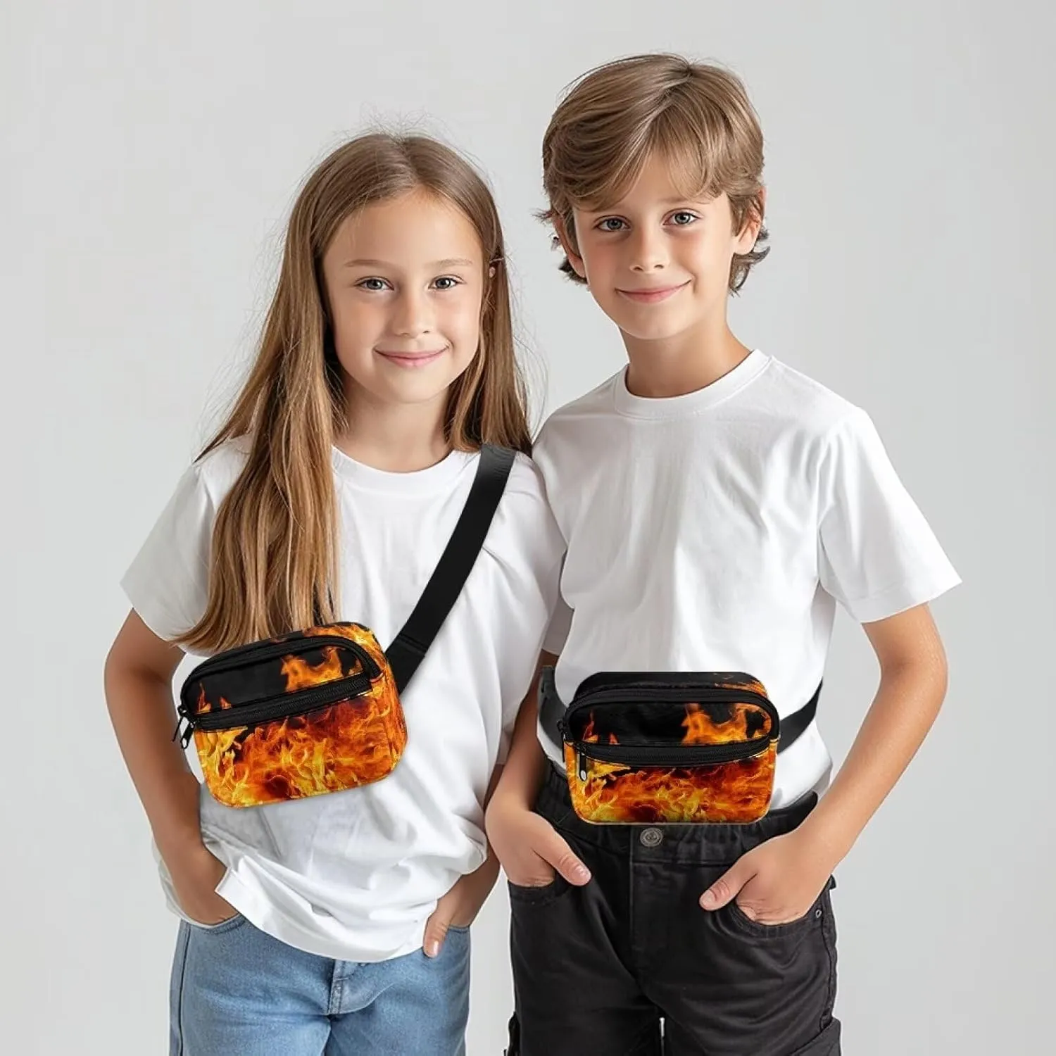 Cozeyat Flame Kids Fanny Pack Boys Fanny Pack for Kids 4-6 6-9 Toddler Stuff Purse Pouch Boy 2-4 age 3-5 Children Waist Pack Kids Belt Bag Crossbody Sling Bad for Little Boys Hip Pack 6-8