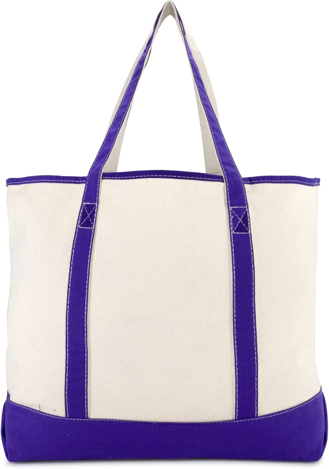 DALIX Women's Canvas Tote Bag Shoulder Bags Open Top Purple Monogram A-Z