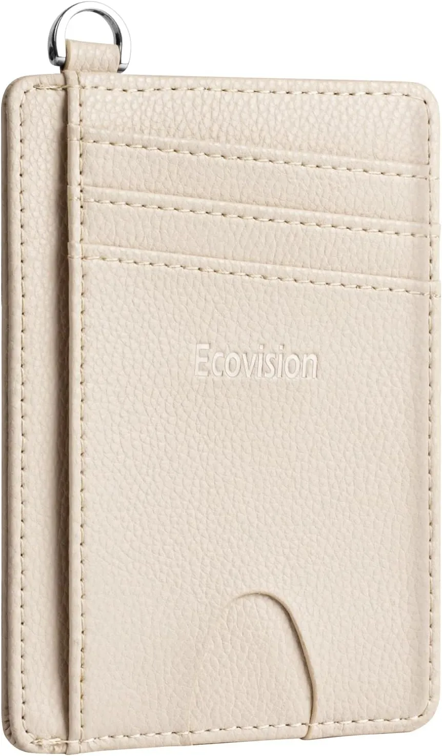 EcoVision Slim Minimalist Front Pocket Wallet, RFID Blocking Credit Card Holder Wallet with Detachable D-Shackle for Men Women