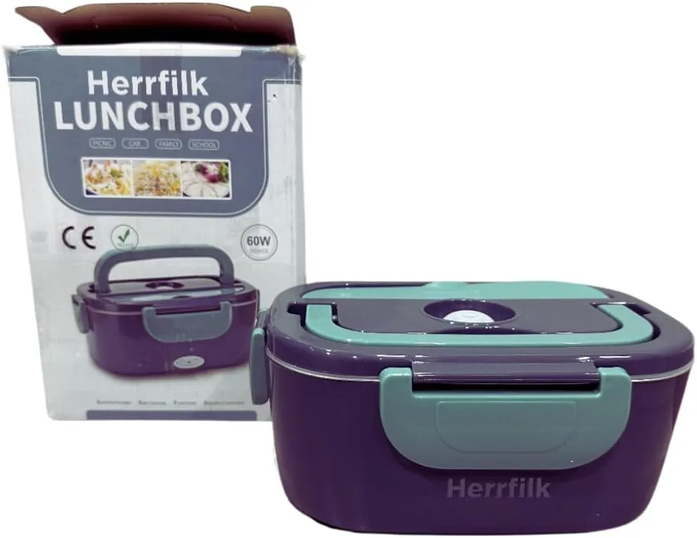 Electric Lunch Box Food Heater, 3 in 1 Ultra Quick Heated Lunch Boxes for Adults, 12V/24V/110V Portable Food Warmer for Car/Truck/Office With Fork Spoon and Insulated Carry Bag