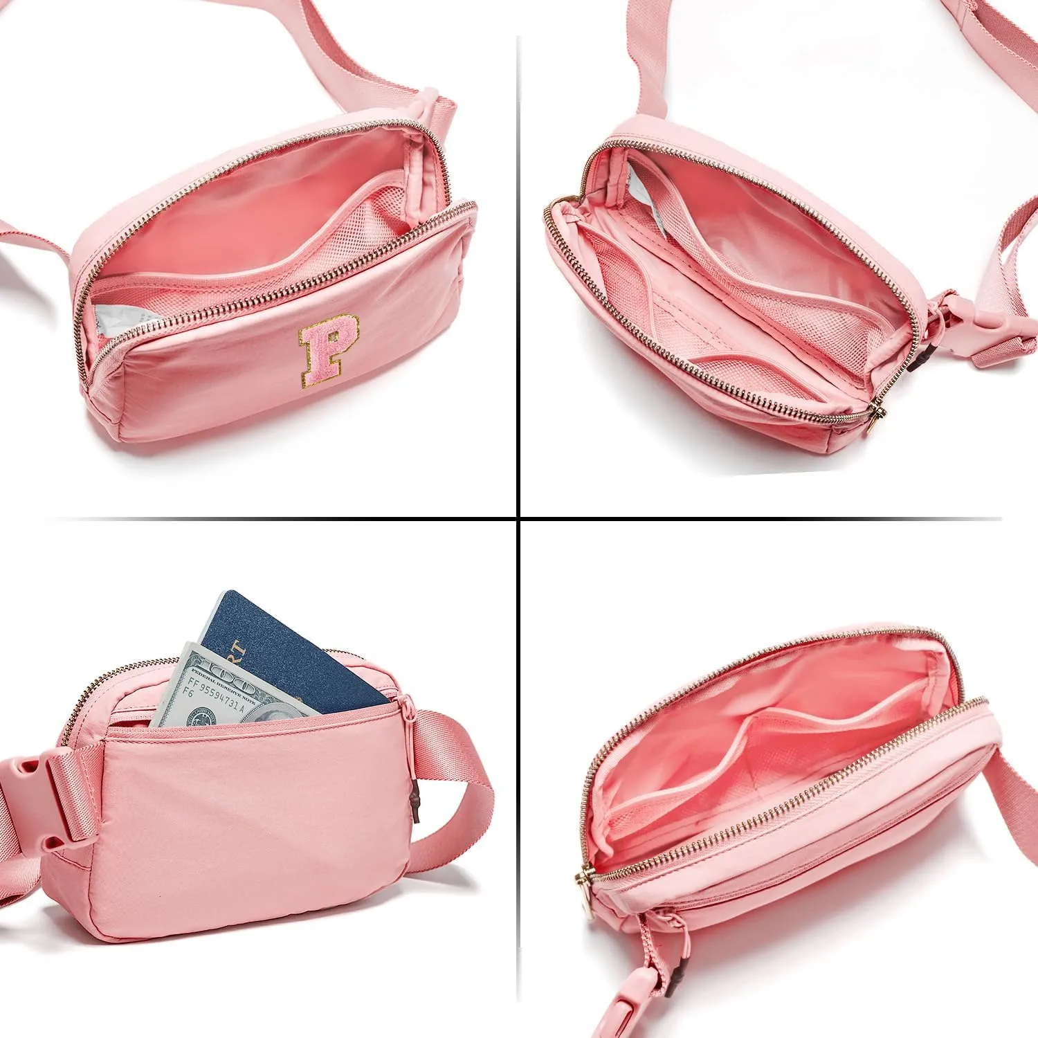 Gitus Customizable Gifts for Girls Age 6-8 8-10 Belt Bag Fanny Pack with Initial for Girls Birthday Gifts for Teenager Girls Teen Girl Gifts Trendy Stuff Light Pink-P
