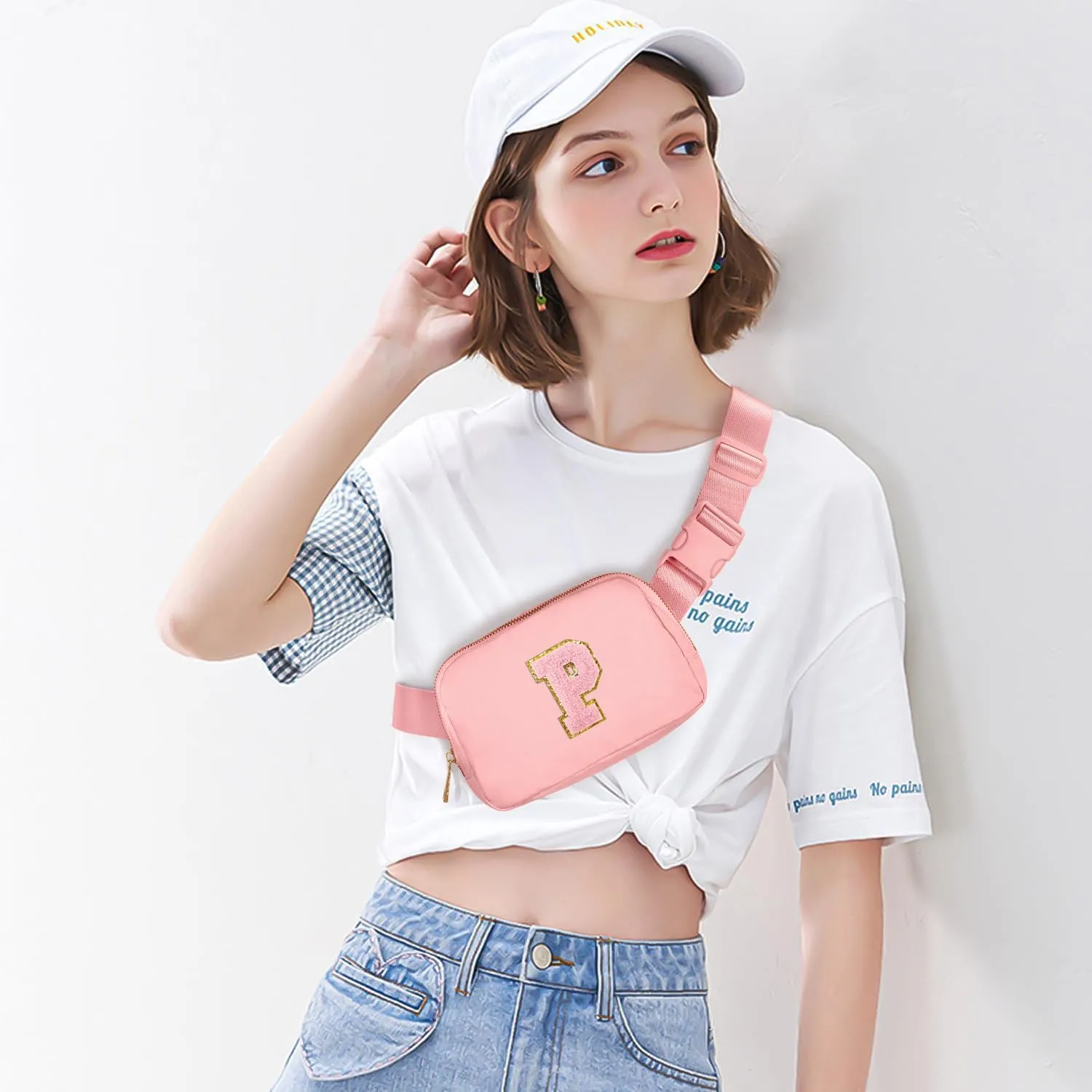 Gitus Customizable Gifts for Girls Age 6-8 8-10 Belt Bag Fanny Pack with Initial for Girls Birthday Gifts for Teenager Girls Teen Girl Gifts Trendy Stuff Light Pink-P