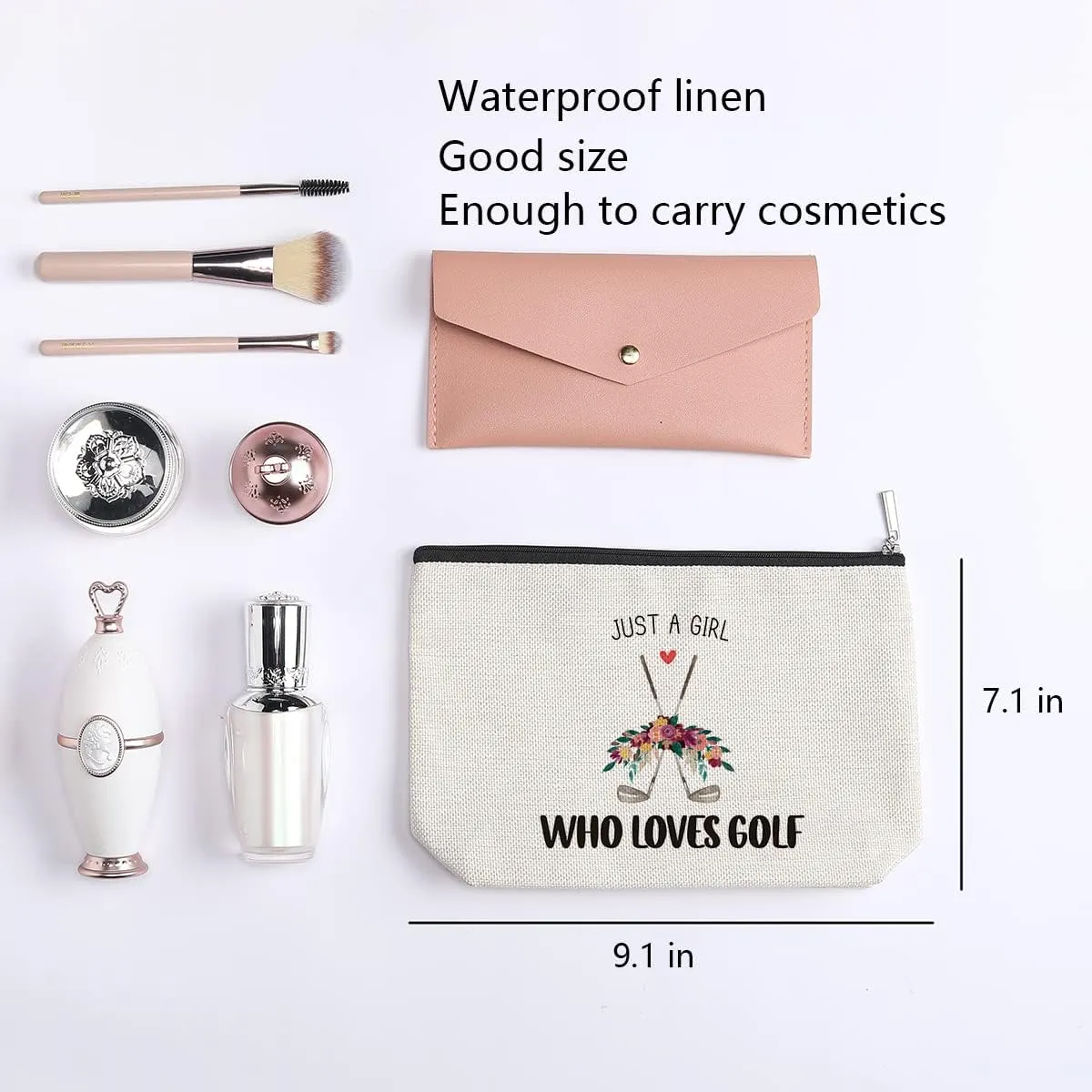 Golf Makeup Bag - Team Gift for Lovers and Sports Enthusiasts, Inspirational Present for Women Golfers, Friendship Birthday Gift for Her Female Friend