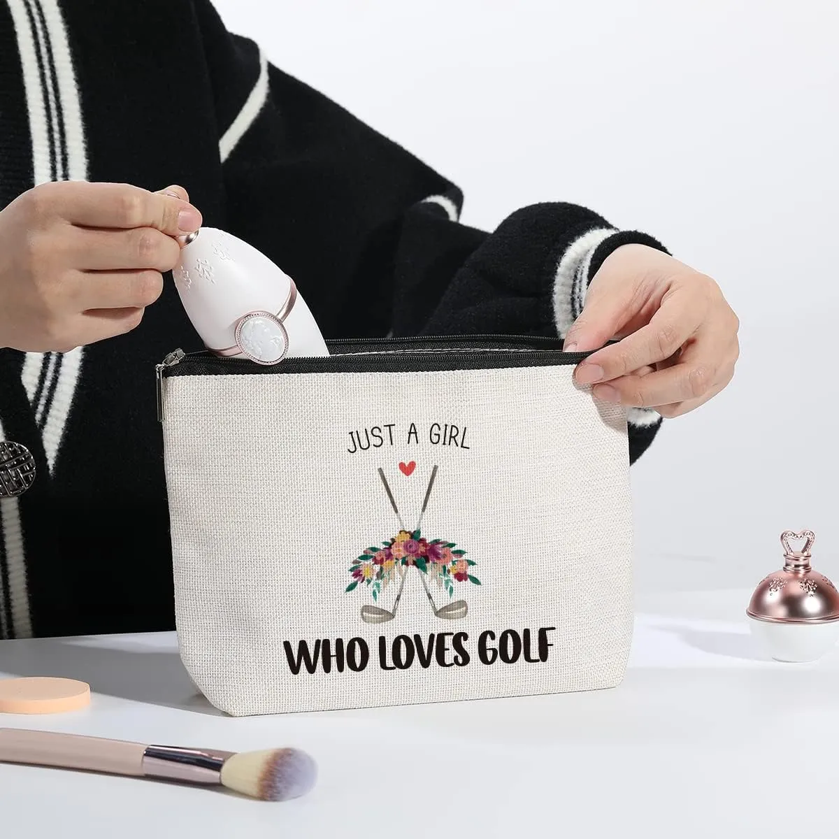 Golf Makeup Bag - Team Gift for Lovers and Sports Enthusiasts, Inspirational Present for Women Golfers, Friendship Birthday Gift for Her Female Friend
