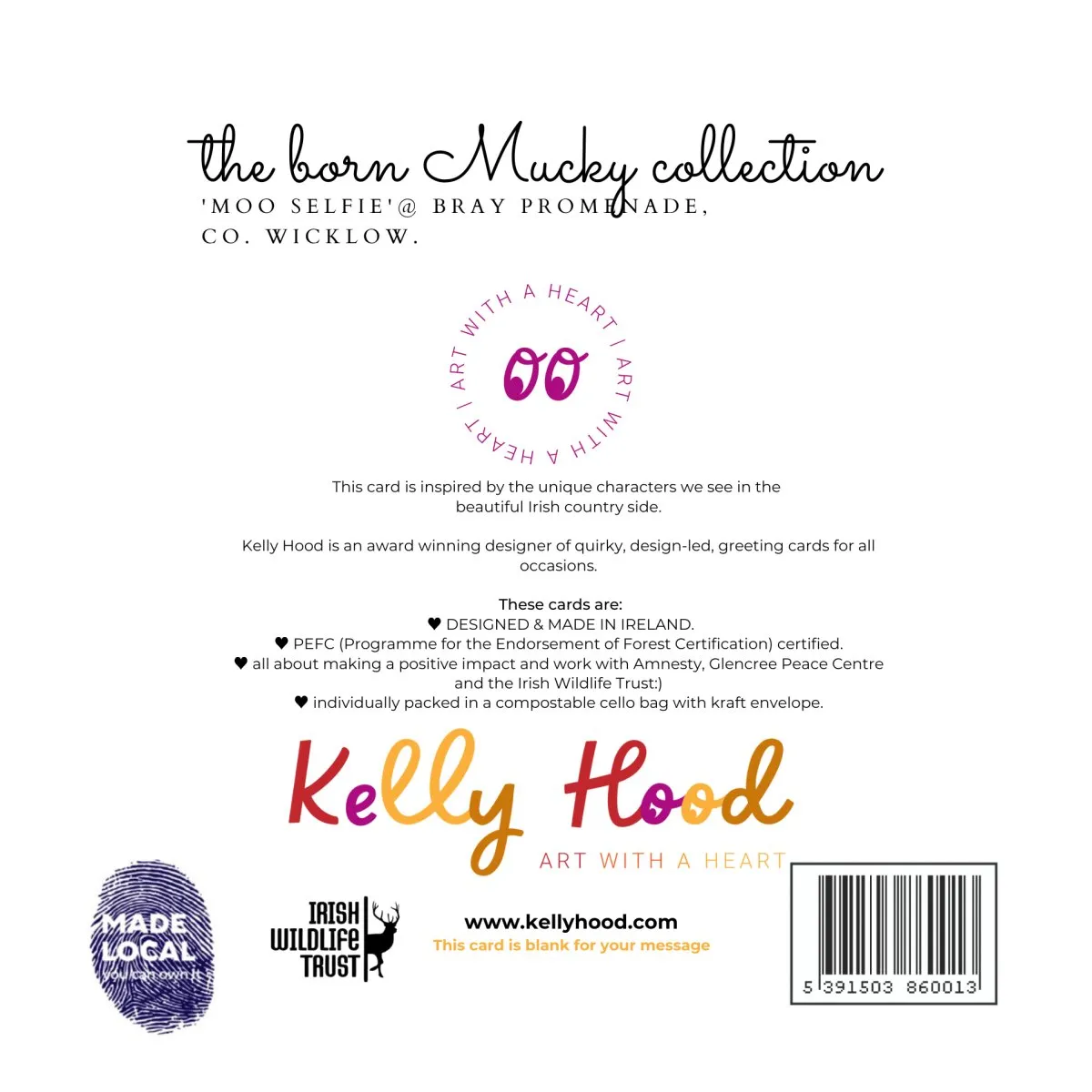Greeting Card: Kelly Hood - Moo Selfie On Bray Prom (Square)