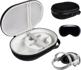 Hard Carrying Case for Apple Vision Pro, Carry Case Compatible with Apple Vision Pro,Travel Case for MR Headset and Accessories,Shockproof Portable Bag with Mesh Pocket,Black