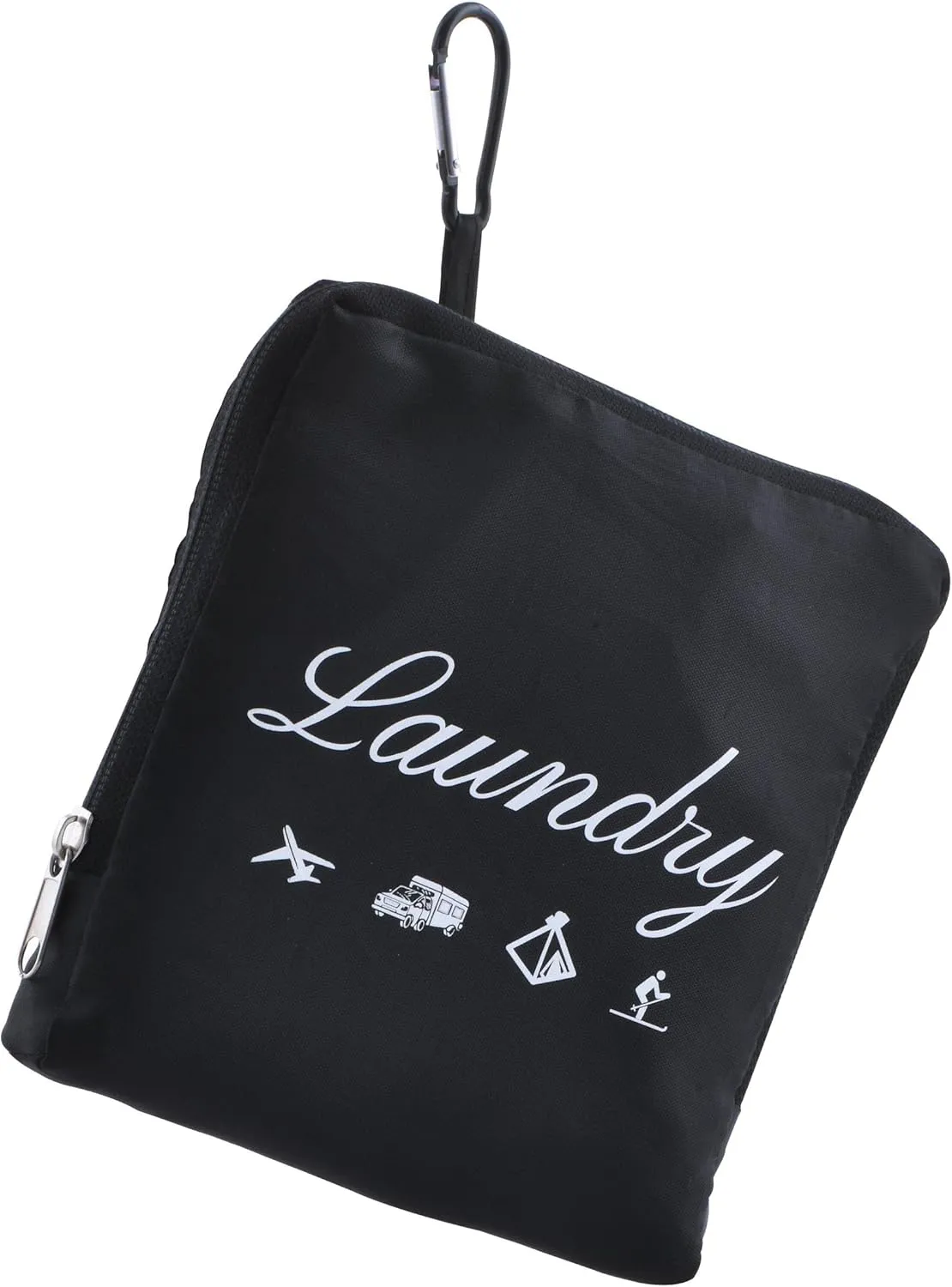 JHX Travel Laundry Bag, Dirty Clothes OrganizerUpgradedwith Handles and Aluminum Carabiner, Collapsible Laundry Bag for Travel, Camp, Fitness, and Students1Pcs Black 24"L x 21"W