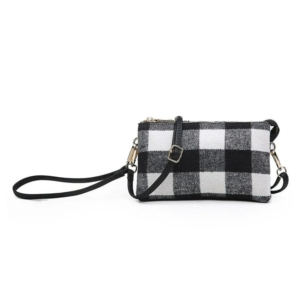 M013PLD Riley Plaid 3 Compartment Crossbody/Wristlet