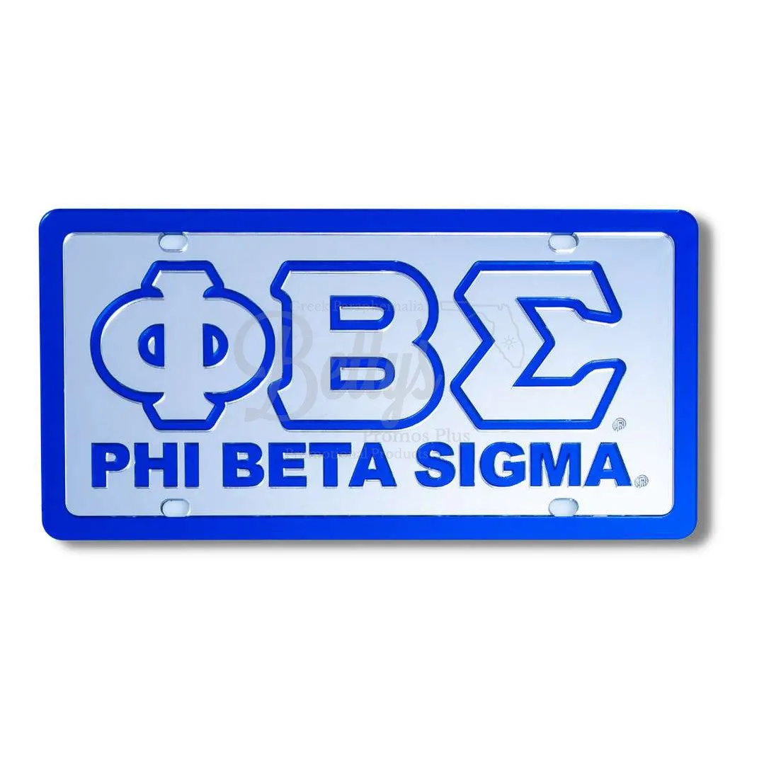 Phi Beta Sigma ΦΒΣ with Phi Beta Sigma Laser Engraved Mirrored Acrylic Auto Tag License Plate