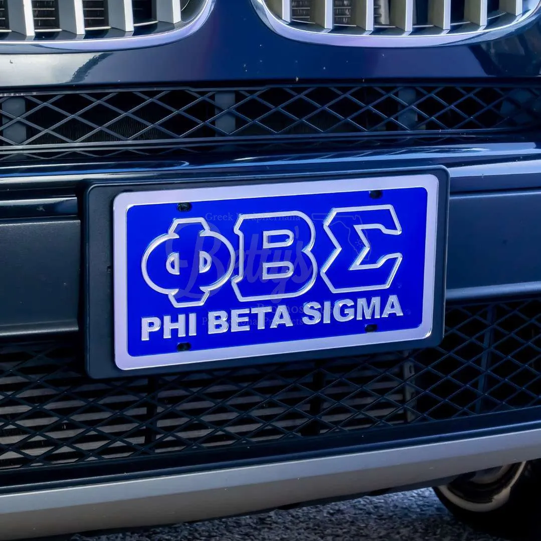 Phi Beta Sigma ΦΒΣ with Phi Beta Sigma Laser Engraved Mirrored Acrylic Auto Tag License Plate