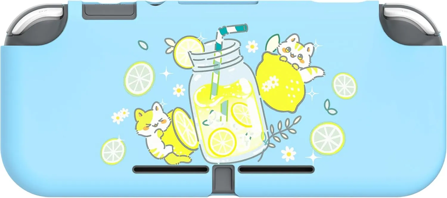 PlayVital Custom Protective Case for Nintendo Switch Lite, Soft TPU Slim Case Cover for Nintendo Switch Lite - Lemonade Kitty