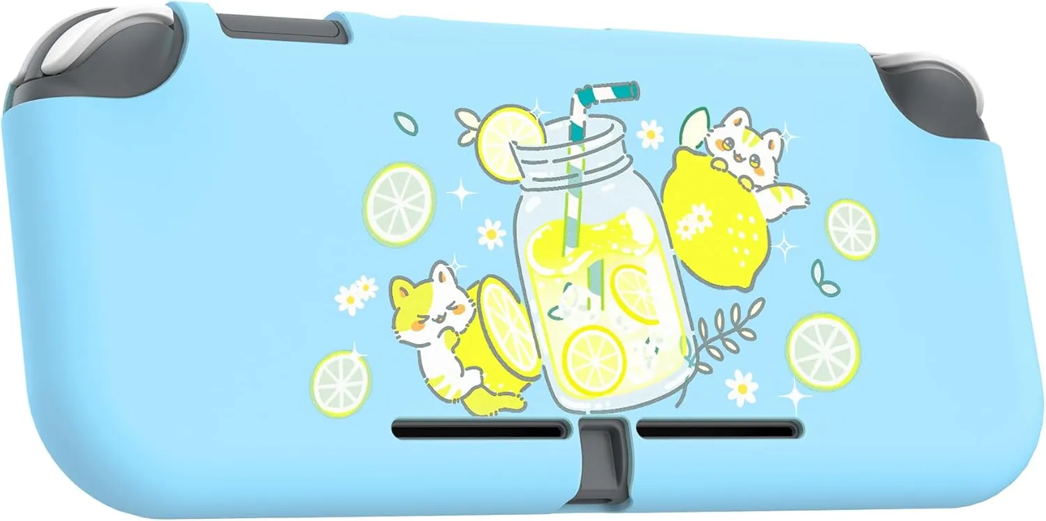 PlayVital Custom Protective Case for Nintendo Switch Lite, Soft TPU Slim Case Cover for Nintendo Switch Lite - Lemonade Kitty