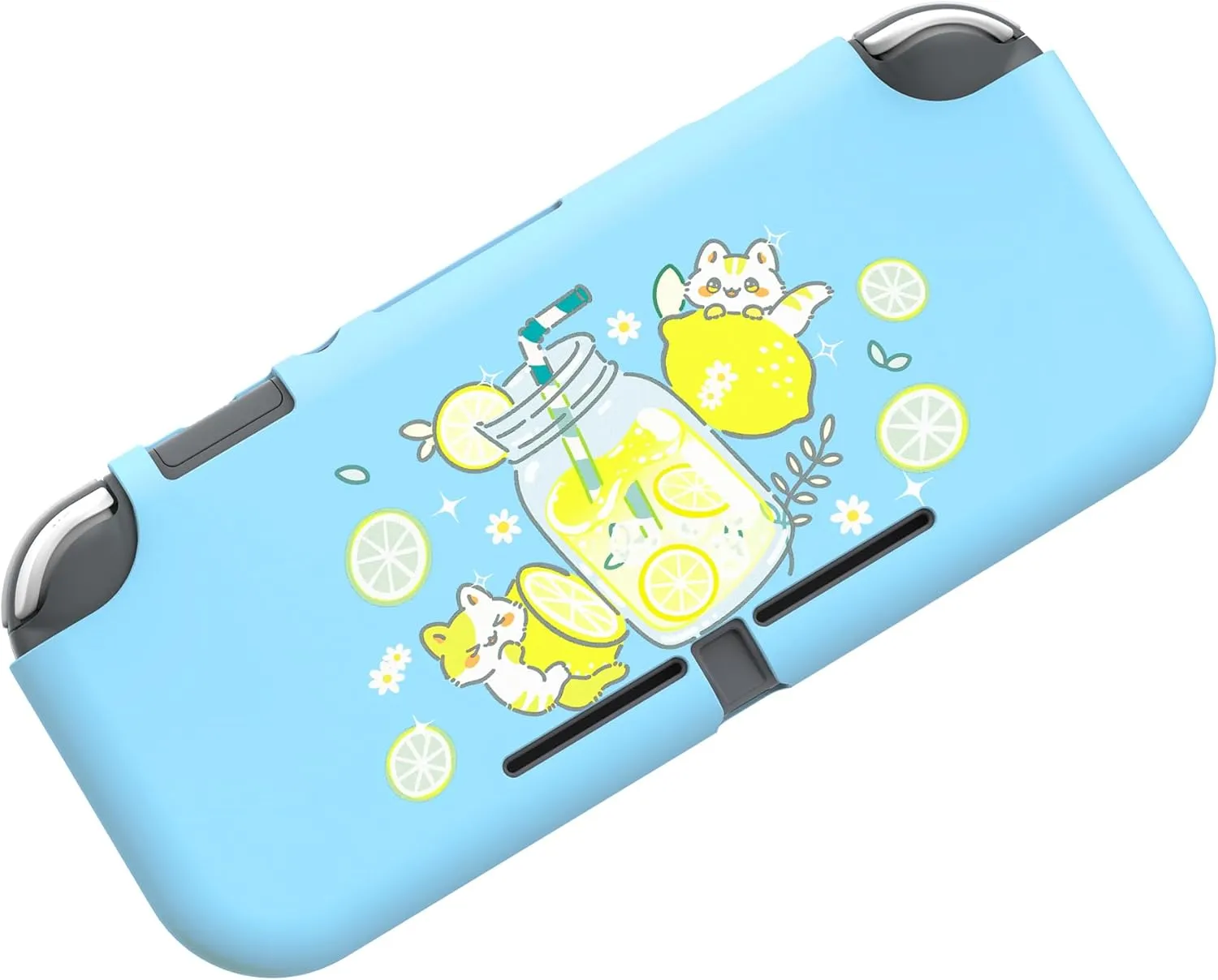 PlayVital Custom Protective Case for Nintendo Switch Lite, Soft TPU Slim Case Cover for Nintendo Switch Lite - Lemonade Kitty