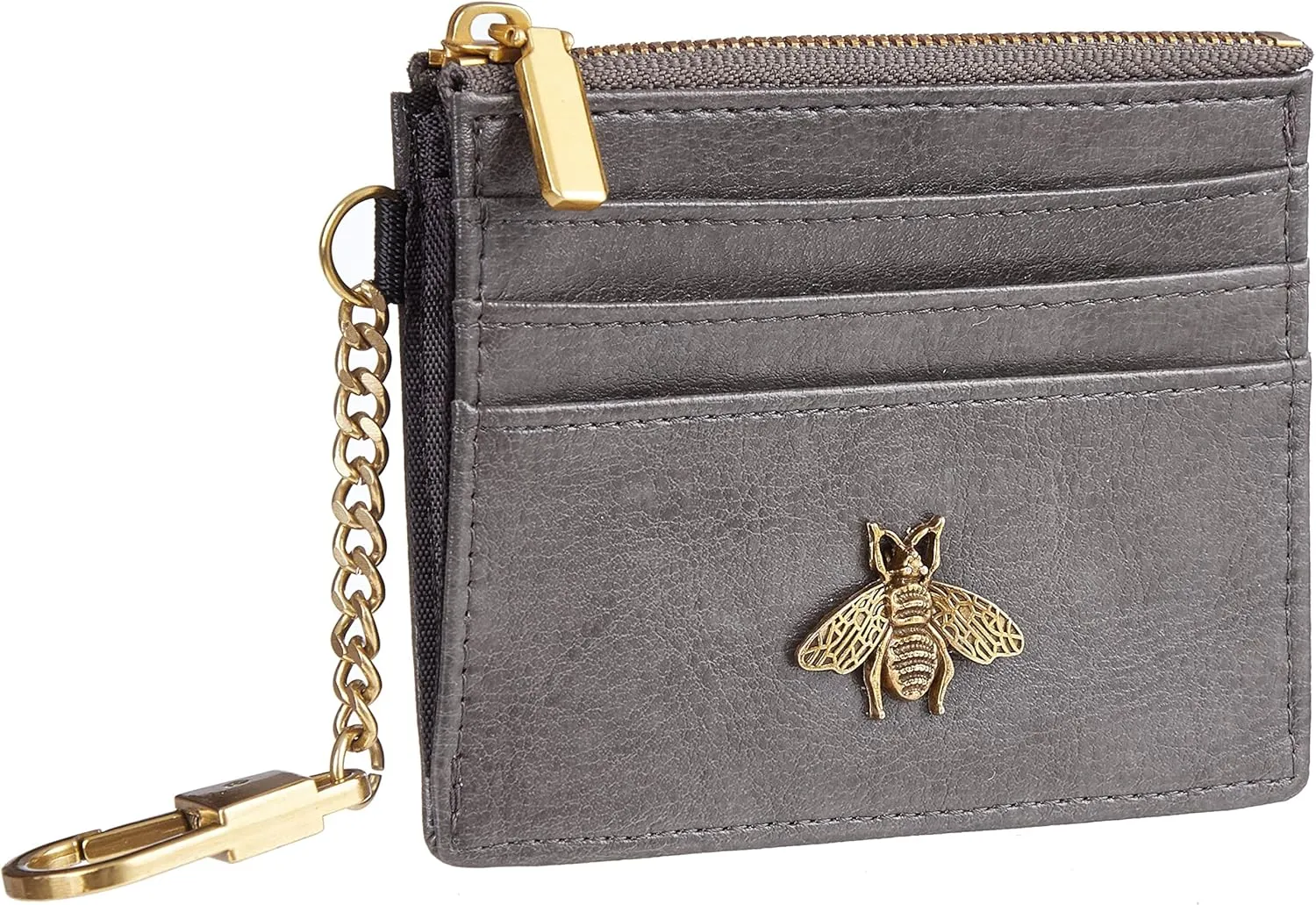 SEAVILIA Card Holder Keychain Wallet for Women with ID Window RFID Coin Purse Bee Gifts Slim Minimalist Small Wallet