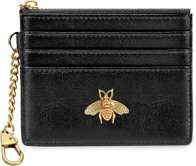 SEAVILIA Card Holder Keychain Wallet for Women with ID Window RFID Coin Purse Bee Gifts Slim Minimalist Small Wallet