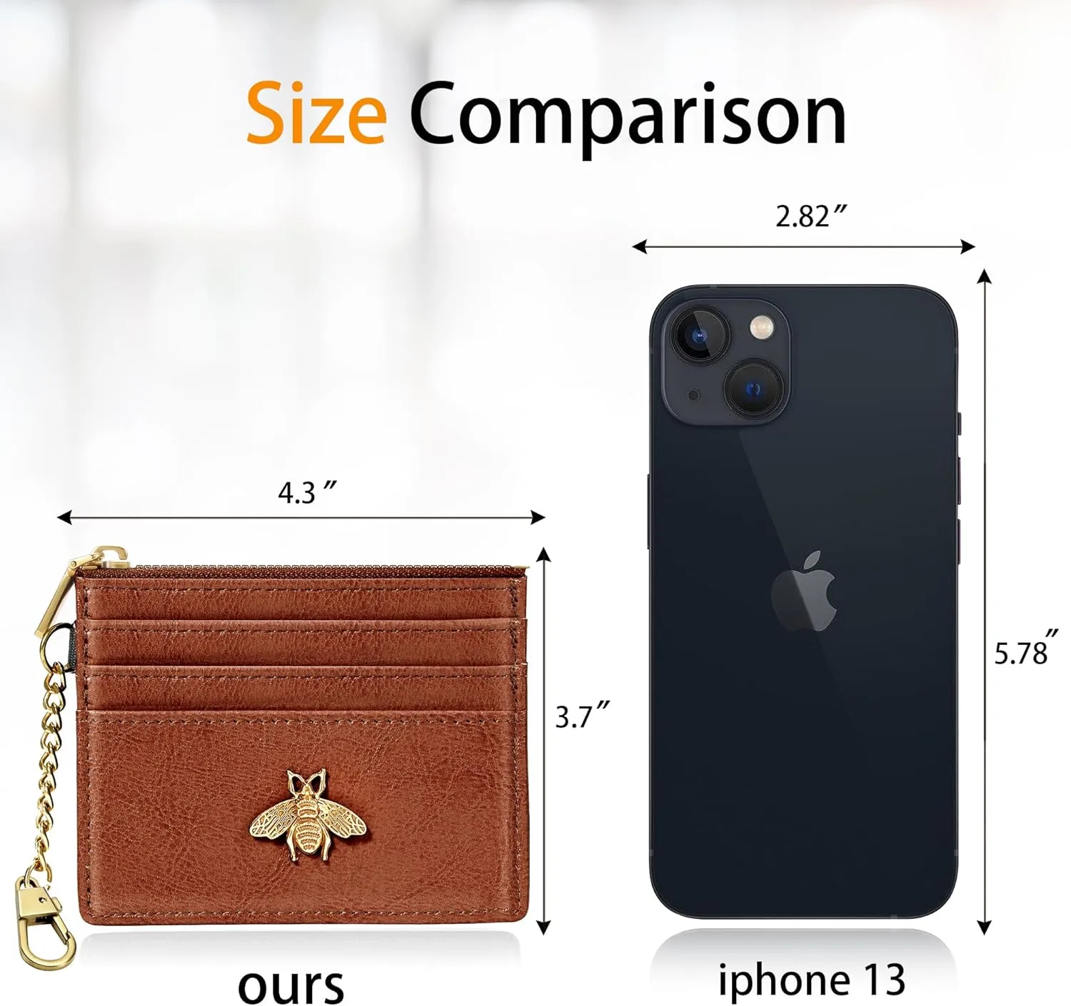 SEAVILIA Card Holder Keychain Wallet for Women with ID Window RFID Coin Purse Bee Gifts Slim Minimalist Small Wallet