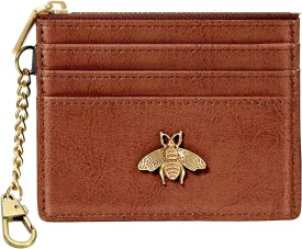 SEAVILIA Card Holder Keychain Wallet for Women with ID Window RFID Coin Purse Bee Gifts Slim Minimalist Small Wallet