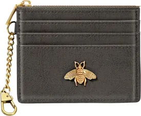 SEAVILIA Card Holder Keychain Wallet for Women with ID Window RFID Coin Purse Bee Gifts Slim Minimalist Small Wallet