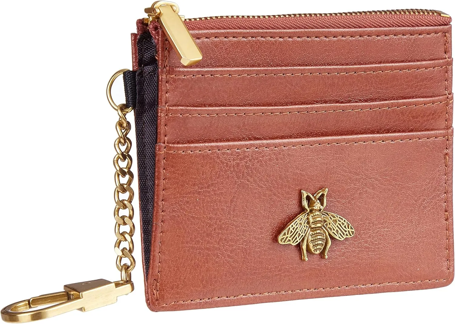 SEAVILIA Card Holder Keychain Wallet for Women with ID Window RFID Coin Purse Bee Gifts Slim Minimalist Small Wallet