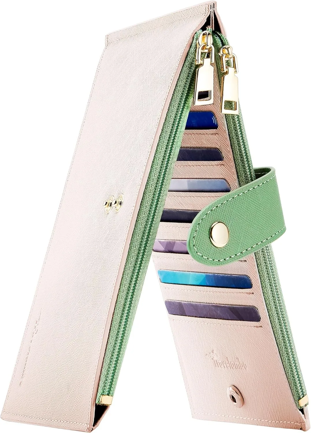 Travelambo RFID Wallet Women Bifold Multi Card Wallet Case with Zipper Pocke Credit Card Holder for Women