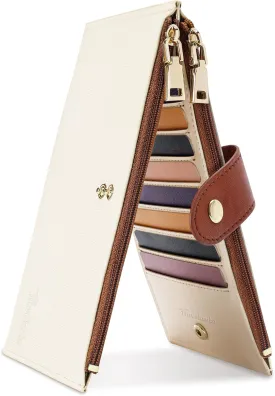 Travelambo RFID Wallet Women Large Size Bifold Multi Card Wallet Case with Zipper Pocke Credit Card Holder for Women