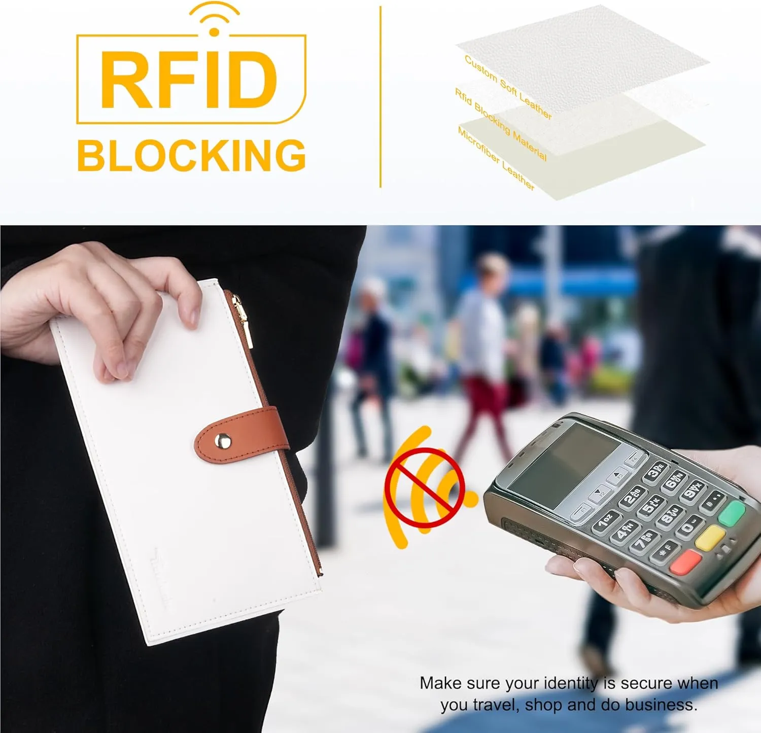 Travelambo RFID Wallet Women Large Size Bifold Multi Card Wallet Case with Zipper Pocke Credit Card Holder for Women