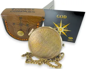 Trust in The Lord with All Your Heart Proverbs 3: 5-6 Quote Handmade Compass Engraved Scripture Prayer Compass Religious Gift for Men & Women.Baptism Confirmation Communion Compass for Boys