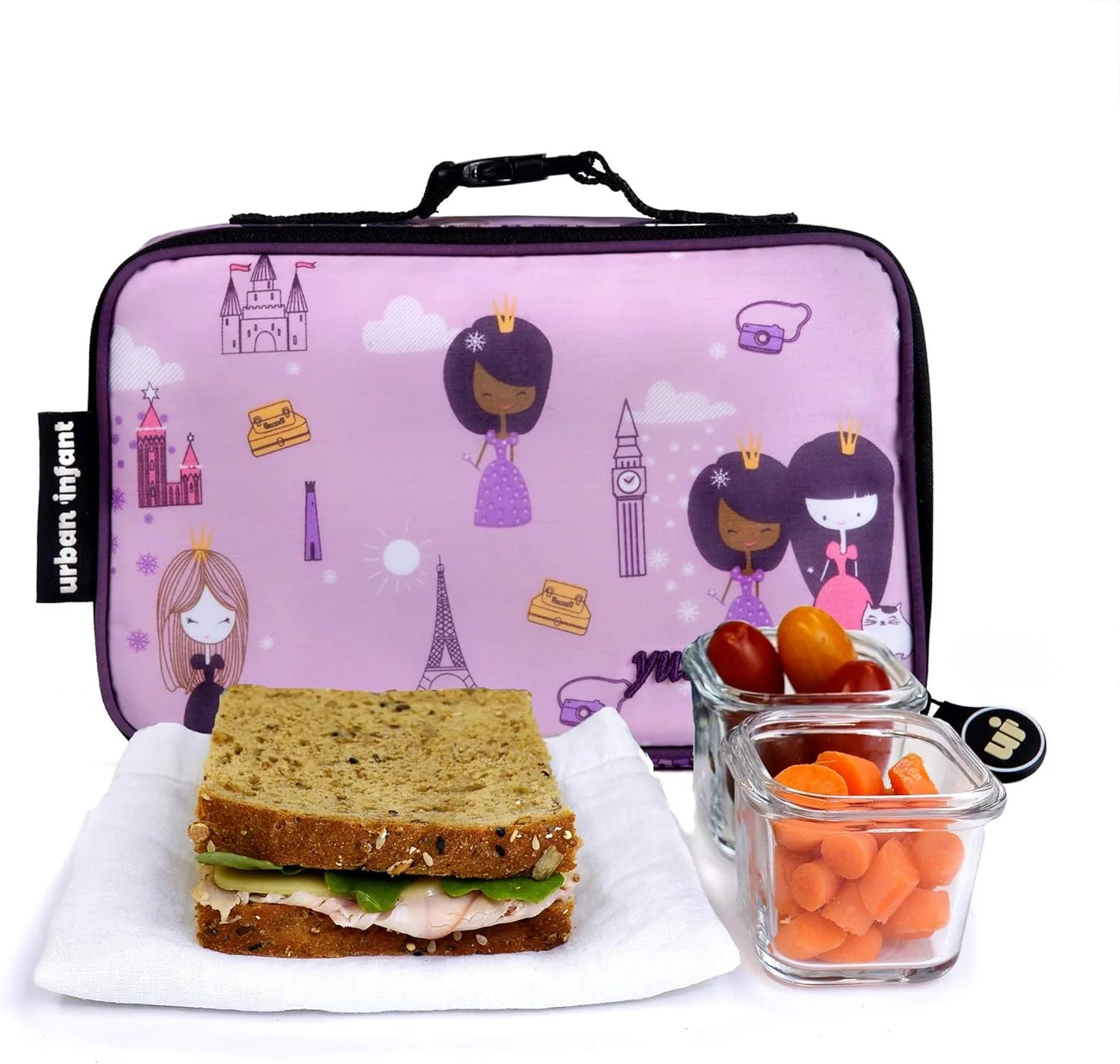 Urban Infant Yummie Kids Lunch Box Insulated Bag - Toddler Boys and Girls  Perfect for Daycare Preschool Travel Snacks  Allergy Alert Cards - Fits Bento Boxes - Violet